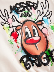 Ecrue Reindeer Graffiti Christmas Sweatshirt (3-16yrs) - Image 7 of 8