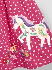JoJo Maman Bébé Fuchsia Pink Unicorn Appliqué Button Front Dress - Image 3 of 3