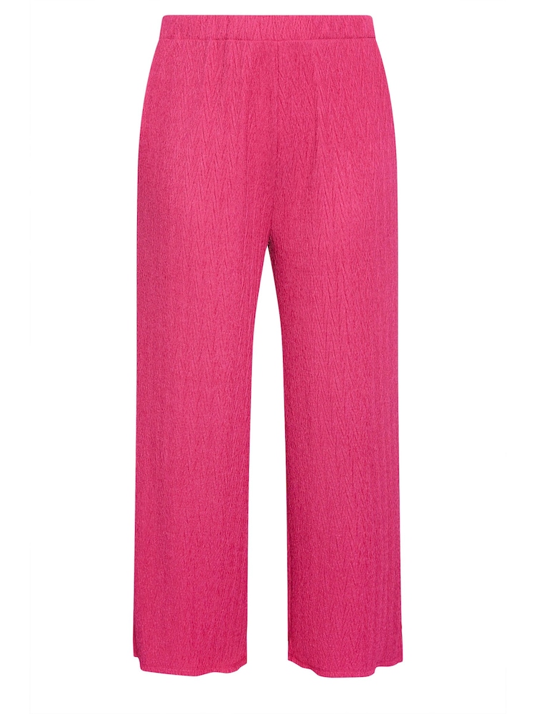 Yours Curve Pink Crinkle Plisse Trousers - Image 6 of 6