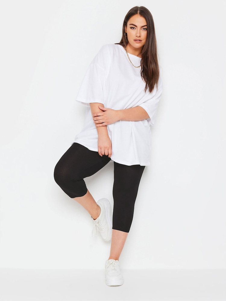 Yours Curve Black Cycling 2 Pack Leggings - Image 2 of 4