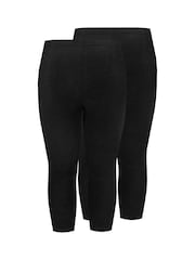 Yours Curve Black Cycling 2 Pack Leggings - Image 4 of 4