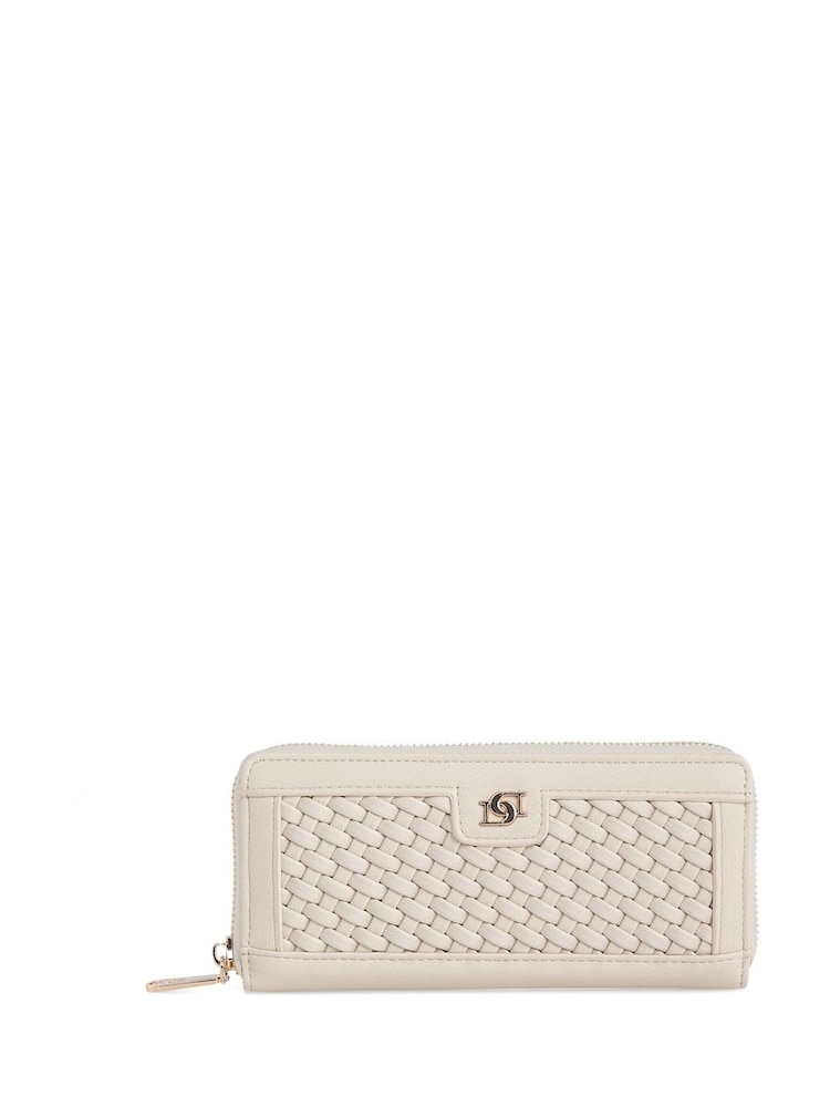 Dune London Cream Large Kefalonia Woven Zip Around Purse - Image 1 of 6