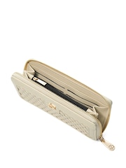 Dune London Cream Large Kefalonia Woven Zip Around Purse - Image 4 of 6