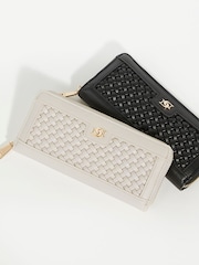 Dune London Cream Large Kefalonia Woven Zip Around Purse - Image 6 of 6