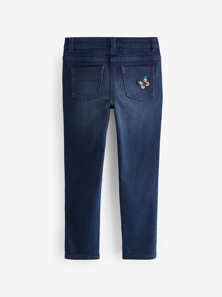 Blue Denim Butterfly Sequin Skinny Jeans (3-16yrs) - Image 6 of 8
