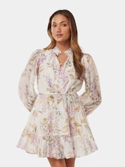 Forever New White Petite Caterina Printed Mini Skater Dress - Image 1 of 5