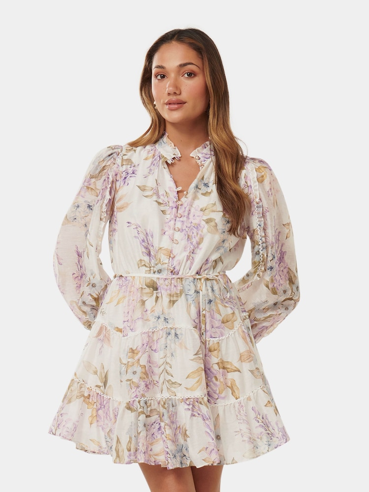 Forever New White Petite Caterina Printed Mini Skater Dress - Image 1 of 5
