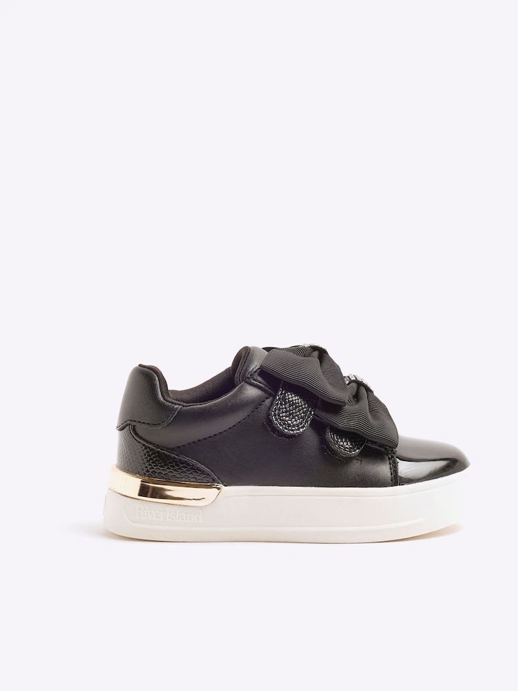 River Island Black Girls Velcro Bow Trainers - Image 1 of 4