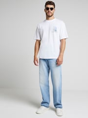 River Island Blue Loose Fit Washed 100% Cotton Jeans - Image 1 of 4