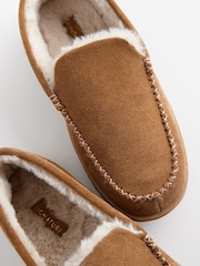 Taupe Brown Suede Moccasin Slippers - Image 5 of 6