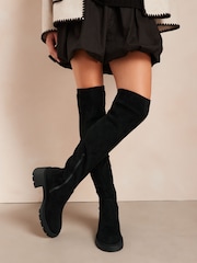 Black Forever Comfort® Over The Knee Sock Boots - Image 1 of 7