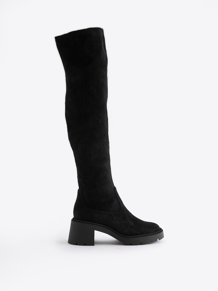 Black Forever Comfort® Over The Knee Sock Boots - Image 4 of 7