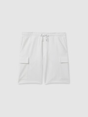 Reiss White Oliver Interlock Jersey Drawstring Shorts - Image 2 of 5
