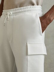 Reiss White Oliver Interlock Jersey Drawstring Shorts - Image 3 of 5