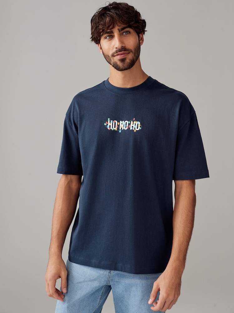 Темно-синий HoHoHo - Christmas 100% Cotton T-Shirt - Изображение 1 из 6