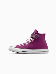 Converse Purple Chuck Taylor Glitter Strap 1V Junior Trainers - Image 2 of 7