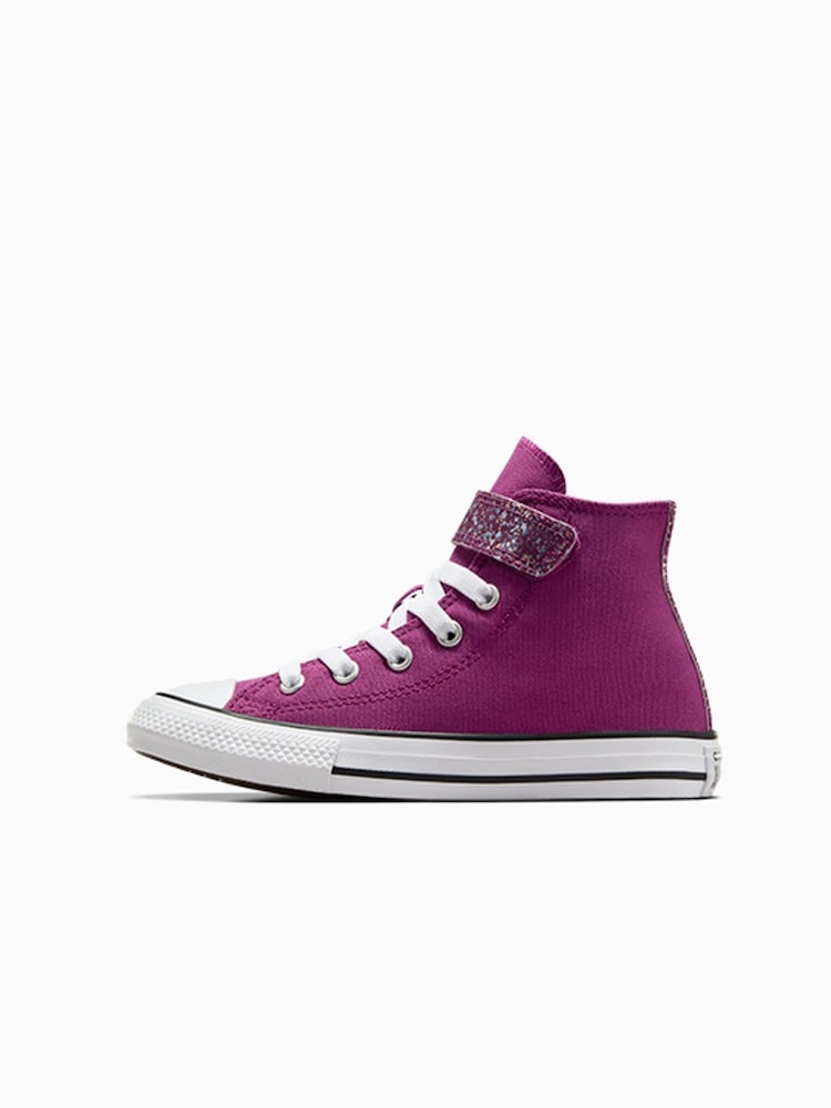 Converse Purple Chuck Taylor Glitter Strap 1V Junior Trainers - Image 2 of 7