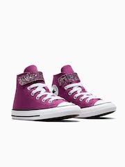 Converse Purple Chuck Taylor Glitter Strap 1V Junior Trainers - Image 3 of 7
