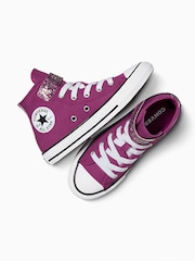 Converse Purple Chuck Taylor Glitter Strap 1V Junior Trainers - Image 4 of 7