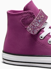 Converse Purple Chuck Taylor Glitter Strap 1V Junior Trainers - Image 7 of 7