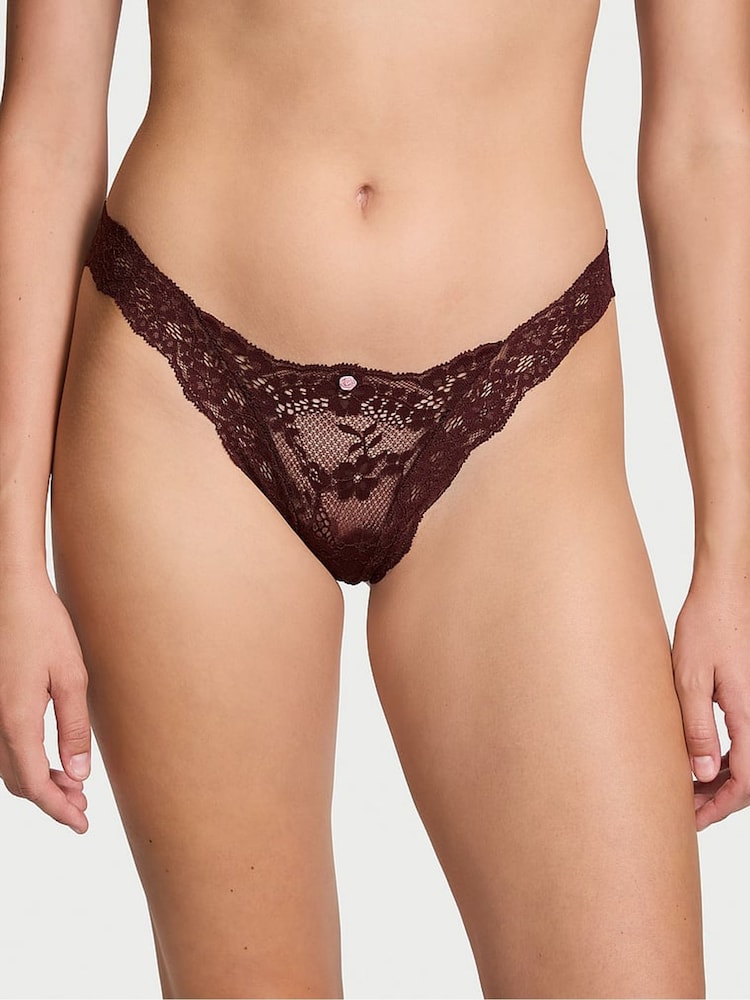 Victoria's Secret Burgundy Purple Lace Brazilian Knickers - Image 1 of 4 Victoria's Secret Burgundy Purple Lace Brazilian Knickers - Image 1 of 4