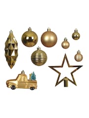 Decoris Gold 67 Piece Shatterproof Christmas Tree Decorations and Baubles - Image 3 of 3
