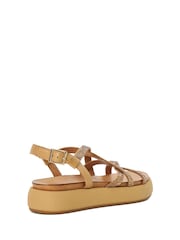 Dune London Brown Ledge Strappy Embellished Flatform Sandals - Image 5 of 6