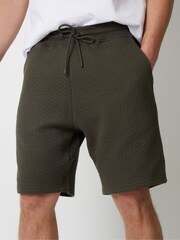 Threadbare Khaki Cotton Blend Textured Sweat Shorts - Image 1 of 4