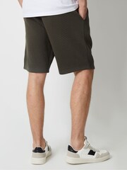 Threadbare Khaki Cotton Blend Textured Sweat Shorts - Image 2 of 4