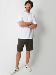 Threadbare Khaki Cotton Blend Textured Sweat Shorts - Image 3 of 4