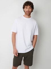Threadbare Khaki Cotton Blend Textured Sweat Shorts - Image 4 of 4
