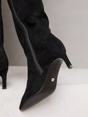 Lipsy Black Kitten Heel Faux Suede Long Calf Boots - Image 4 of 4