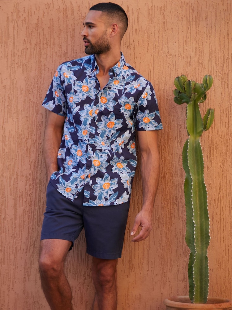 Threadbare Blue Print Short Sleeve Shirt - Image 1 of 3