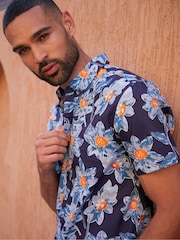 Threadbare Blue Print Short Sleeve Shirt - Image 3 of 3