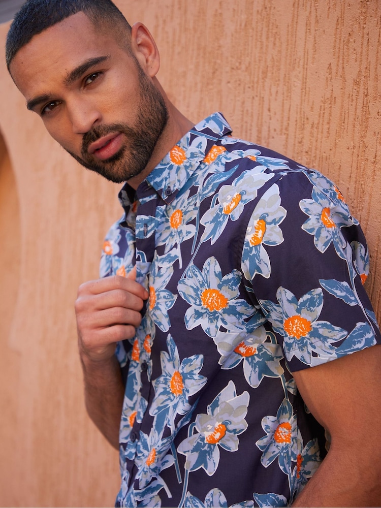 Threadbare Blue Print Short Sleeve Shirt - Image 3 of 3