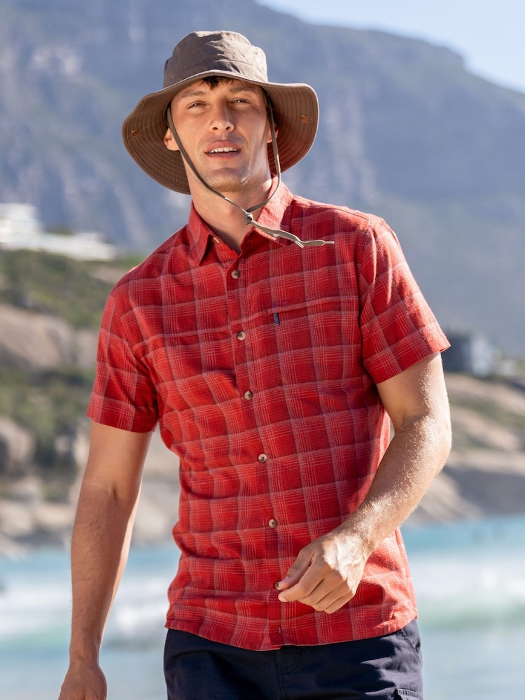 Mountain Warehouse Red 100% Organic Cotton Holiday Mens Short Sleeve Shirt - Image 1 of 5
