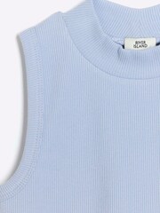 River Island Blue Girls High Neck Rib Tank - Image 2 of 3