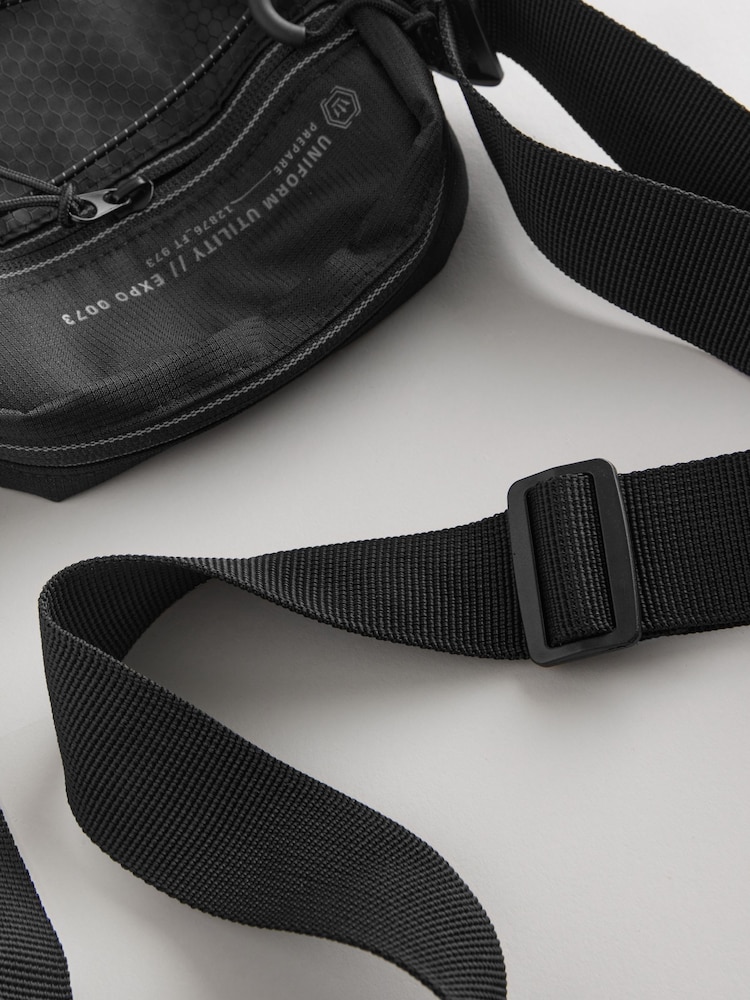 Black Nylon Bungee Cord Cross-Body Bag - Image 7 of 7
