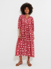 Joe Browns Red Oversized Floral Smock Dress - Image 2 of 5
