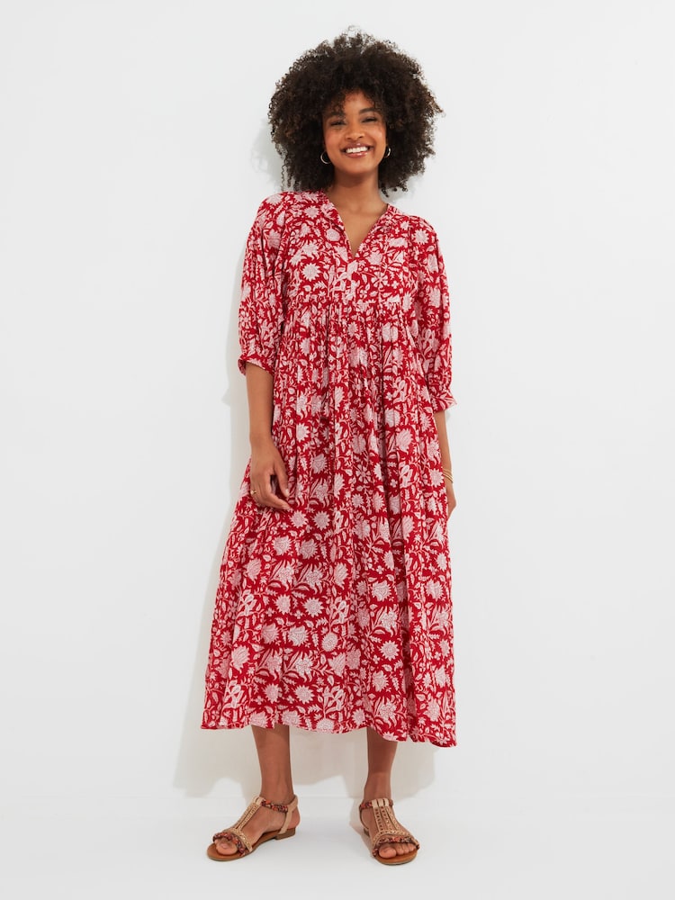 Joe Browns Red Oversized Floral Smock Dress - Image 2 of 5