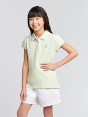 Verde - U.S. Polo Assn. Polo de algodón 100% con mangas casquillo para niña - Imagen 1 de 6