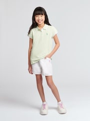 Verde - U.S. Polo Assn. Polo de algodón 100% con mangas casquillo para niña - Imagen 2 de 6