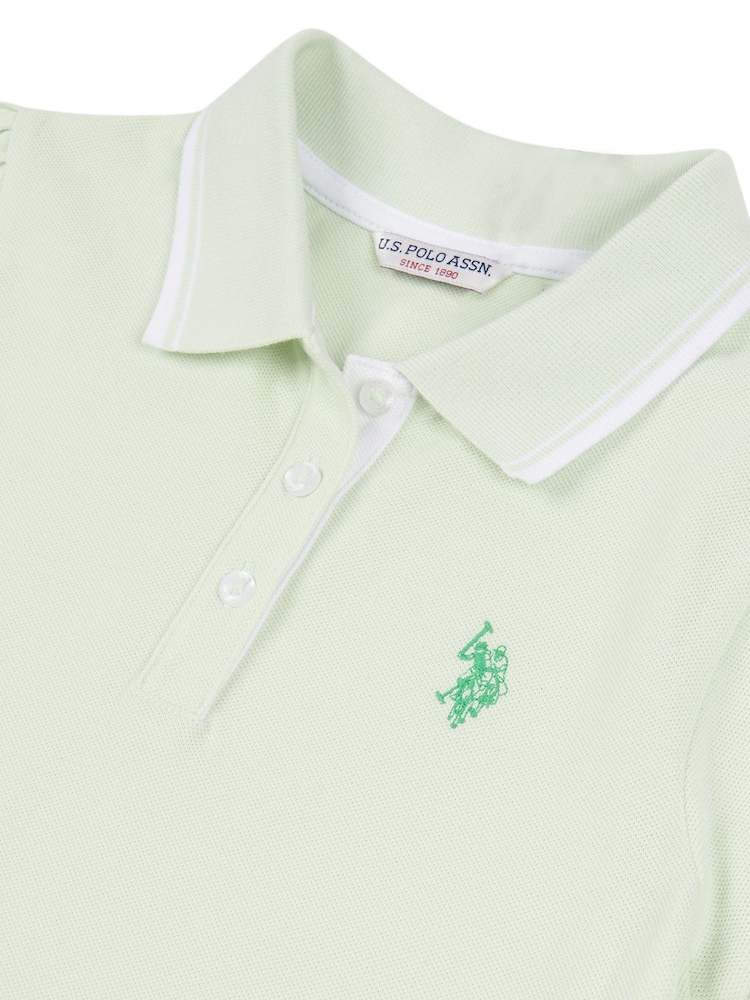 Verde - U.S. Polo Assn. Polo de algodón 100% con mangas casquillo para niña - Imagen 6 de 6