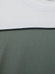 Reiss Dark Green/White Woods Mercerised Cotton Colourblock Crew Neck T-Shirt - Image 5 of 5