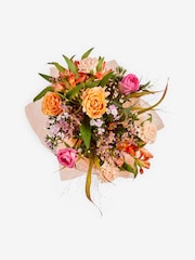 Peach Pink Rose and Dianthus Fresh Flower Bouquet in Hatbox - Image 4 of 4