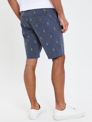 Threadbare Blue 100% Cotton Embroidered Chino Shorts - Image 2 of 4