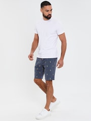 Threadbare Blue 100% Cotton Embroidered Chino Shorts - Image 3 of 4