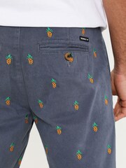 Threadbare Blue 100% Cotton Embroidered Chino Shorts - Image 4 of 4