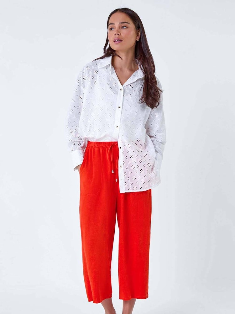 Roman White 100% Cotton Broderie Button Blouse - Image 2 of 5