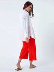 Roman White 100% Cotton Broderie Button Blouse - Image 3 of 5